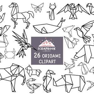 26 Origami Tier Clipart,Origami Muster,Origami Design Svg,Dfx,Png,Vektor,Digital Plotterdatei Grafik Design,Origami Muster,Tier Logo