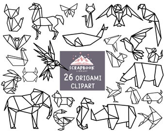 26 Origami animal clipart,origami pattern, origami design Svg,Dfx,Png,Vector,Digital Cutting File Graphic Design,origami pattern,animal logo