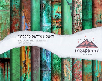 Papel digital de óxido de pátina de cobre, papel de cobre verde, fondos de cobre, impresiones de óxido de color verde azulado, textura turquesa, patrón de óxido, cobre oxidado