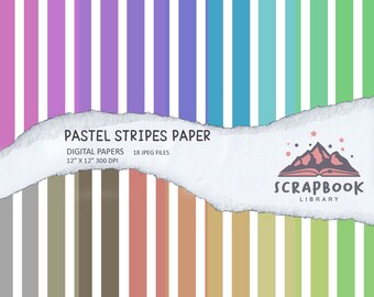 Digitalt papper med regnbågsfärgade pastellfärgade ränder, digitalt bandpapper med färgglada mönster, scrapbook-stångpapper, remsbildutskrift, tapetband