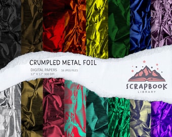 Crumpled Metal Foil Digital Paper,Metal Foil Pattern Digital Paper,Scrapbook paper,Rainbow metal Background Image Print,Metal Foil paper