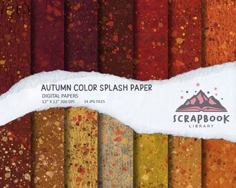 Texturas de papel envejecido, fondos de color otoñal, paleta de temporada de otoño, material de álbum de recortes con efecto quemado digital