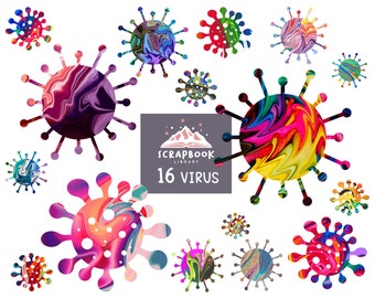 Virus Clipart, COVID 19 Vaccine, Corona Virus, Germs, Infection, Bacteria, Disease, Illness, Sickness, Microbe, Microorganism, Delta