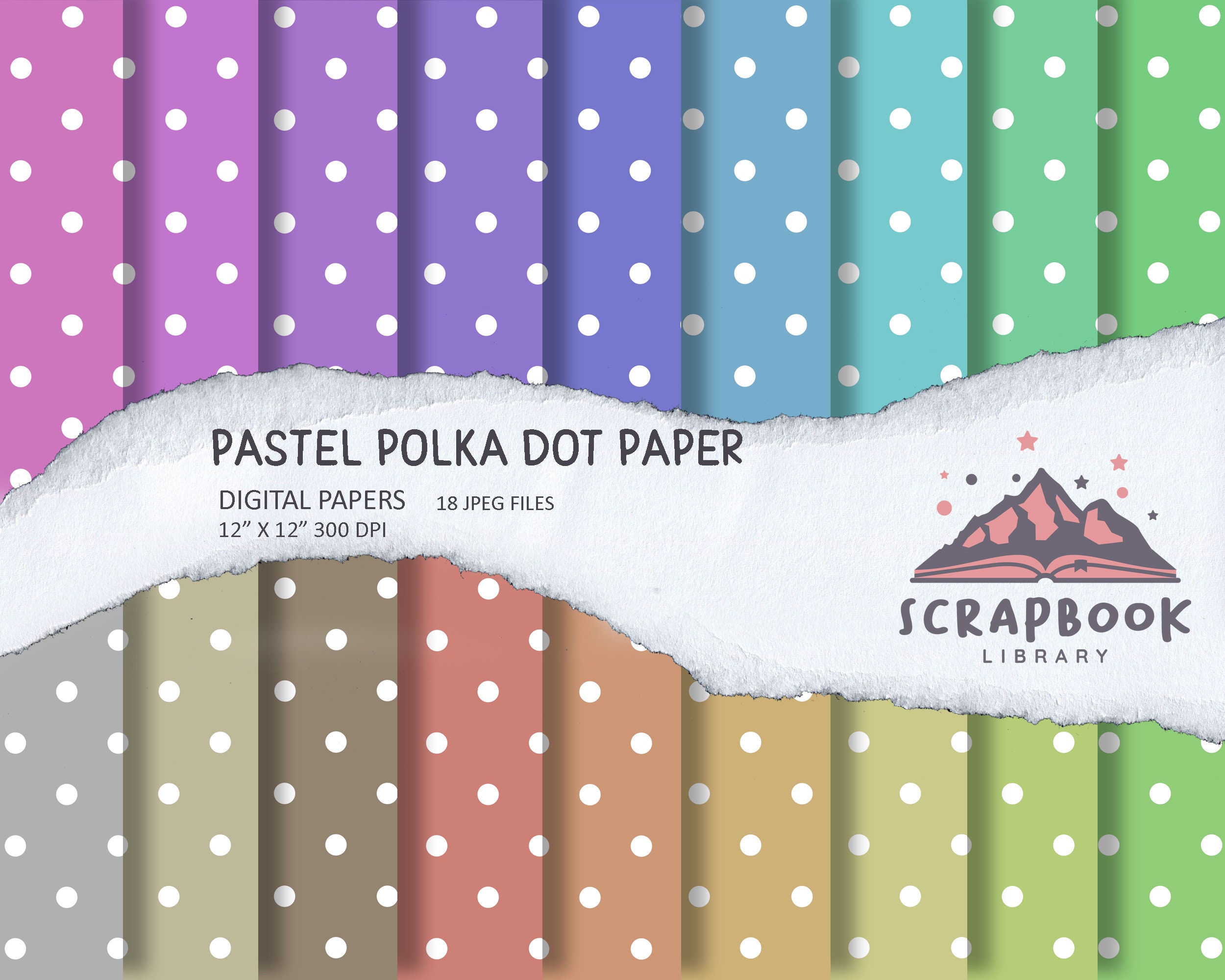 Rainbow Pastel Color Polka Dots Digital Paper, Colorful Pattern Digital ...