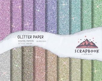 Glitter Digital Color Paper, Glamourous Shining Digital Paper, Scrapbook Sparkling paper, Rainbow Glitter Background Image Print
