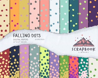 Falling Color Dot Digital Paper,Hand Drawn Dots Pattern Digital Paper, Rainbow Polka dot Image, Falling Snow, Confetti Paper