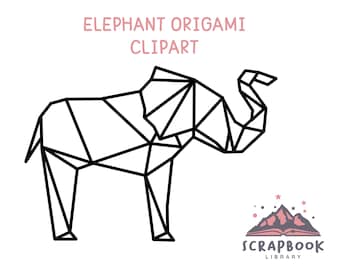 Origami animal clipart, elephant logo pattern, Japanese inspired design Svg,Dfx,Png,Vector,Digital Cutting File Graphic Design, Animal
