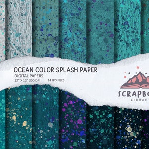 Pode incluir: 14 papéis digitais com respingos de cor inspirados no oceano em tons de azul, verde e roxo. Cada papel mede 30,5 cm por 30,5 cm e 300 DPI. Os papéis são perfeitos para scrapbooking, criação de cartões e outros projetos de artesanato.