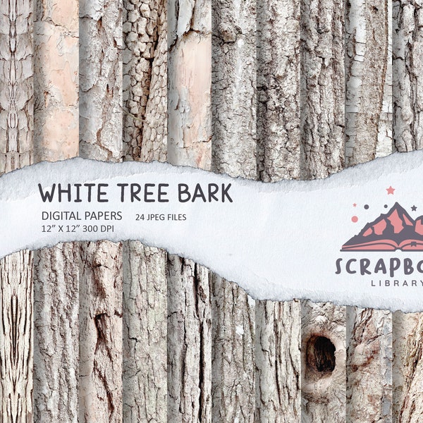 Digital White Tree Bark Paper, White Tree Trunk  texture, Tree pattern backgrounds, Light Tree skin paper, Digital Paper, Instant Download
