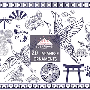 20 Japanese ornaments clipart, Japanese pattern, Japanese design Svg,Dfx, Png, Vector, Digital Cutting File Graphic Design, Japanese texture