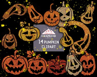 Imágenes prediseñadas de calabaza de Halloween, patrón aterrador de la temporada de otoño, adorno de color de otoño, decoración de agradecimiento, expresiones de cara de grito, espeluznante