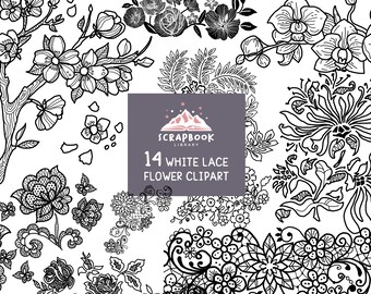 Clipart de encaje de flores negras, patrón de flores tropicales, logotipo floral de rosas, flor negra y negra, orquídea oscura, hibisco, rosa