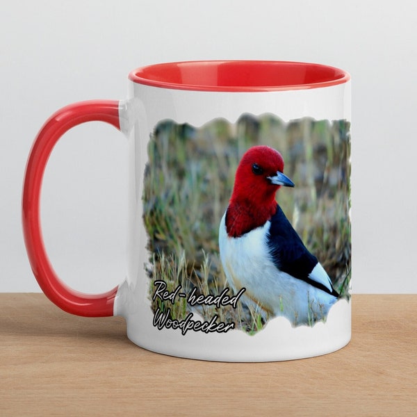 Red-headed Woodpecker Coffee Mug, Bird Lover Gift, Bird Watching Coffee Mug, Photo Mug, Bird Coffee Mug