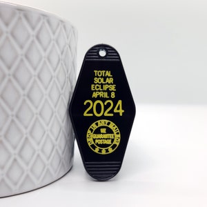 Eclipse 2024 Key Tag | Total Solar Eclipse Motel Hotel Keychain | Astronomy Lover Gift | Eclipse Road Trip Souvenir | Matching Party Favor