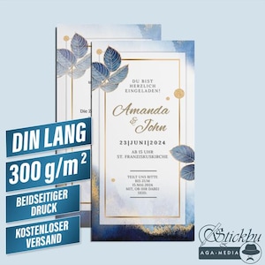 25x Einladung zur Hochzeit Hochzeitseinladung Standesamt Trauung Vermählung Feier Einladungskarte Hochzeitsfeier Ehepaar Karte DIN lang