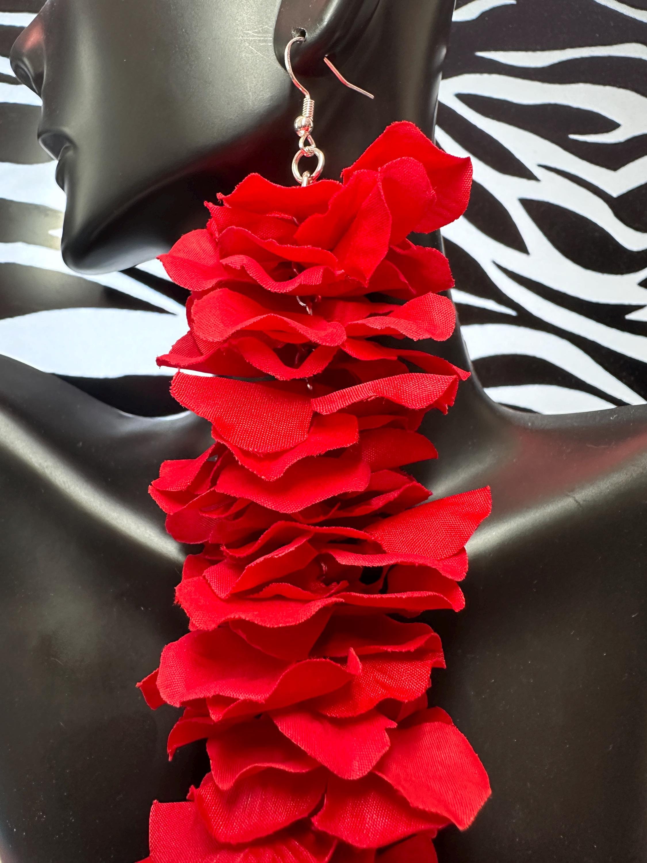 Long Red Earrings - Etsy