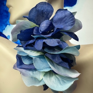 Blue Flower Earrings,  Blue Faux Flower Earrings, Blue Long Lightweight Earrings, Indigo Flower Earrings, Summer Flower Earrings, Birthday