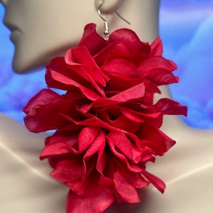 Pink Flower Earrings, Hot Pink Earrings, Pretty Flower Earrings, Lightweight Flower Earrings, Hot Pink Flower Earrings, Big Earrings, Unique