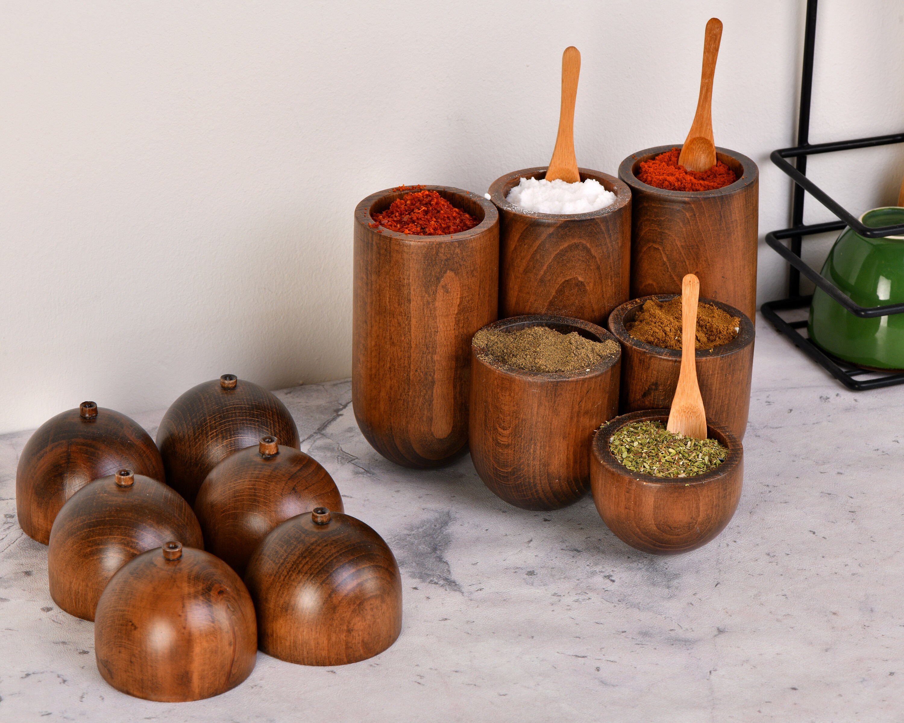 Rustic Wood Spice Box Handmade Wooden Spice Box Set5/6 Etsy