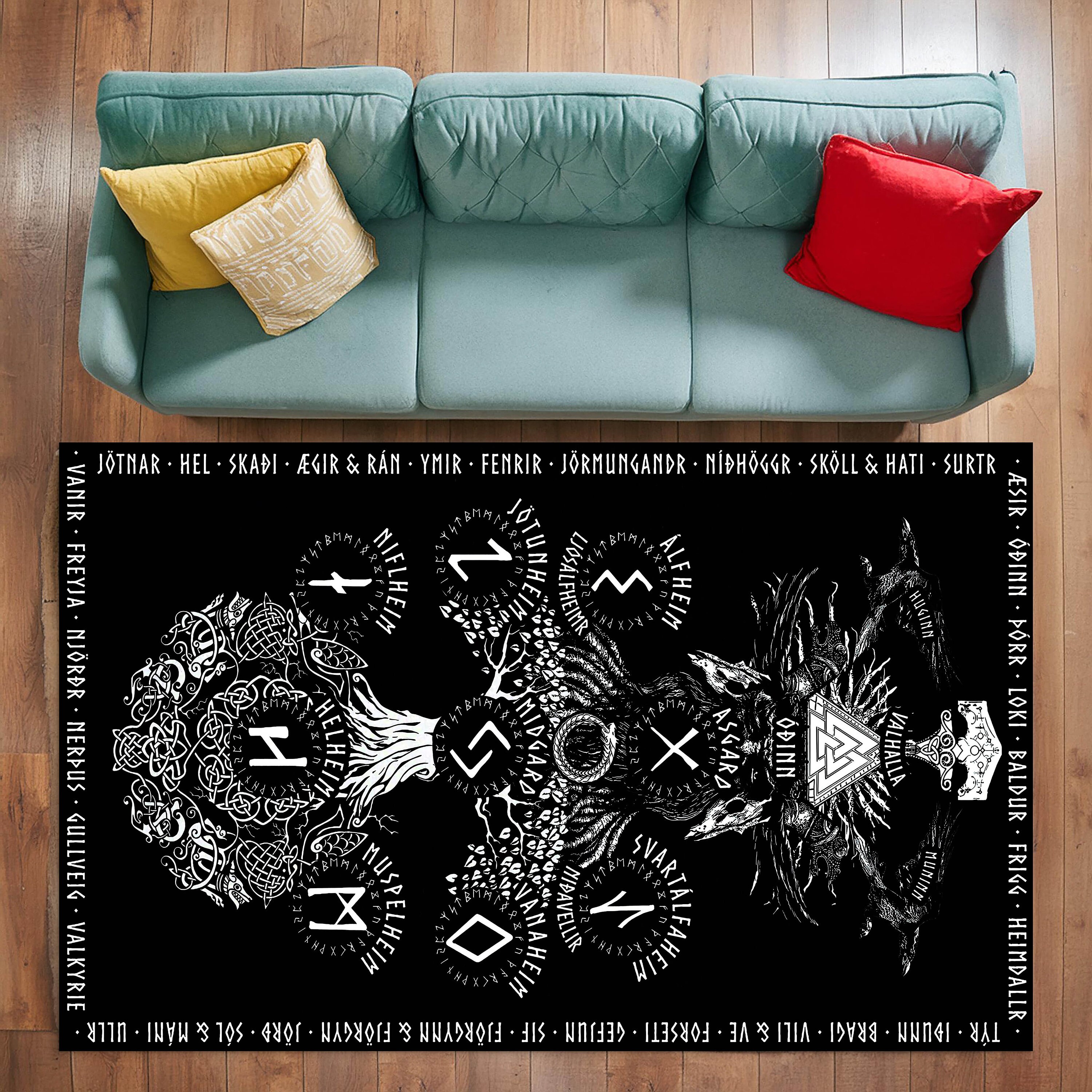 Norse Rug Viking Decor Rug, Valknut Design Rug, Norse Pagan Rug, Viking Rug ...