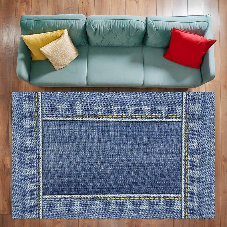 Blue Jean Design Rug, Jean Lover Rug, Denim Rug, Jean Decor, Blue Rug ...