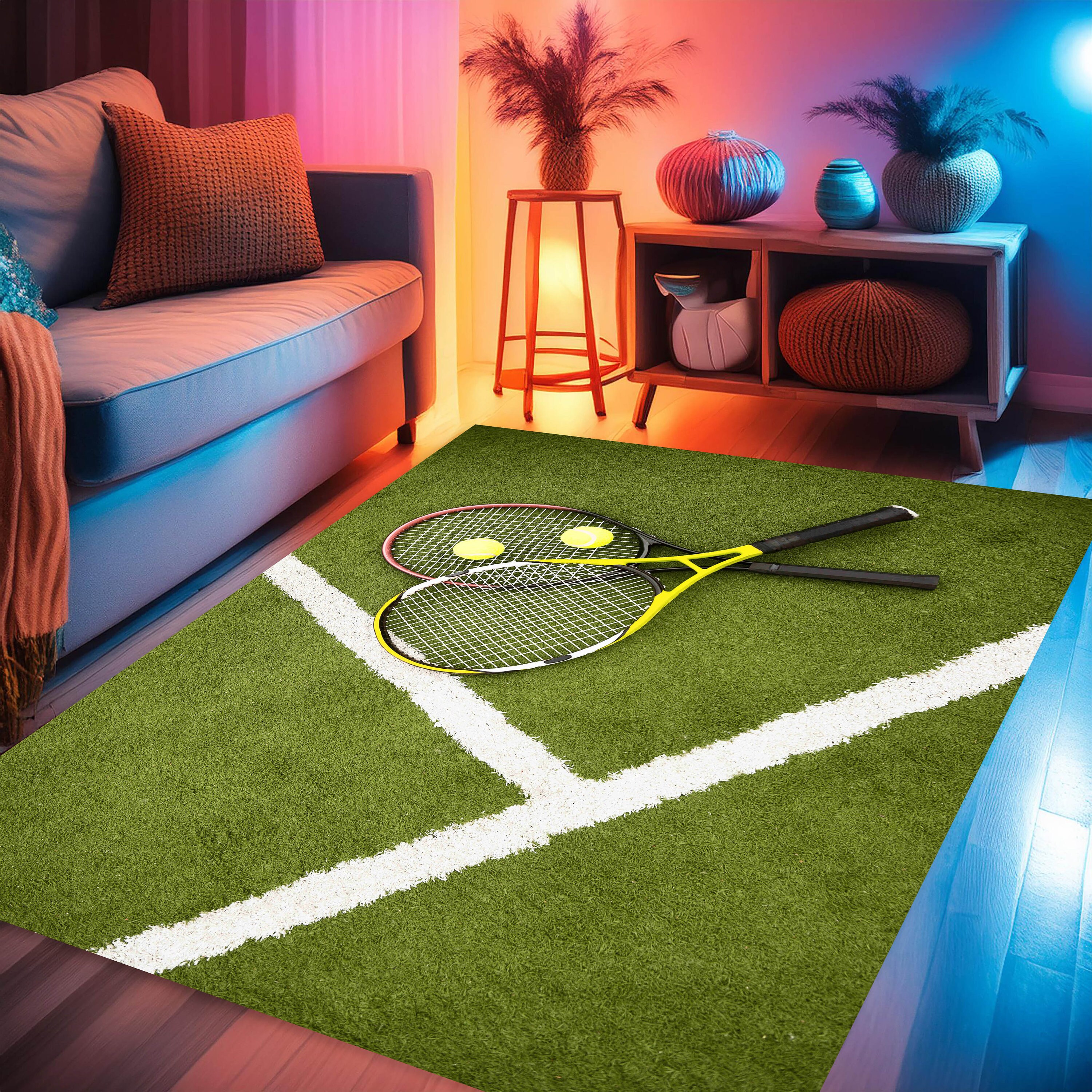 Tennis Rug for Sport Room, Tennis Court Rug, Tennis Ball Rug, Tennis ...