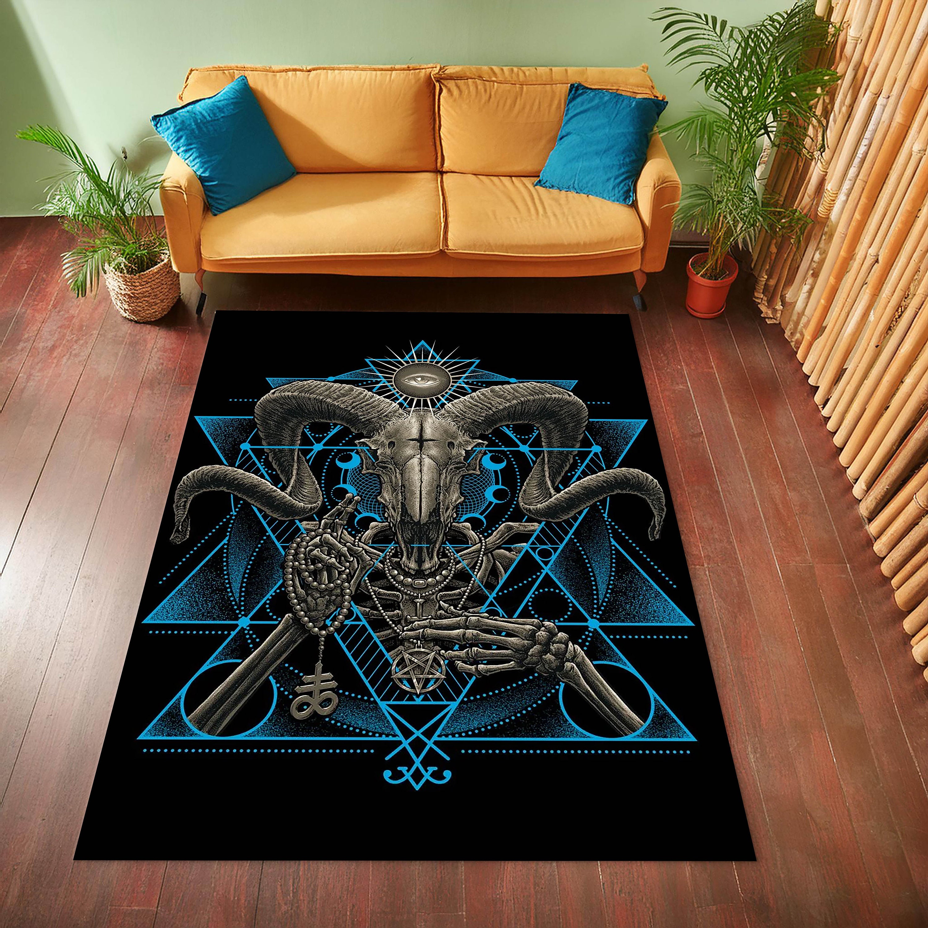 Baphomet Rug, Satan Rug, Devil Rug, Religion Rug, Moon Phases Rug ...