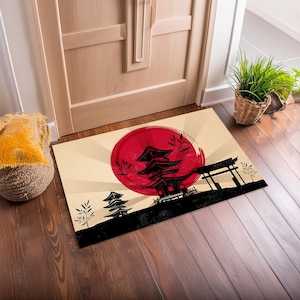 Japan Art Rug, Japanese Home Rug, Japanese Rug, Japanese Landscape Rug, Washable and Non Slip