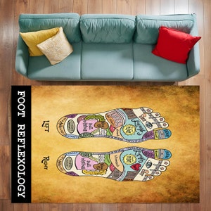 Message Therapy Rug Foot Reflexology Rug for Massage Therapist, Reflexology Chart Rug, Foot ...