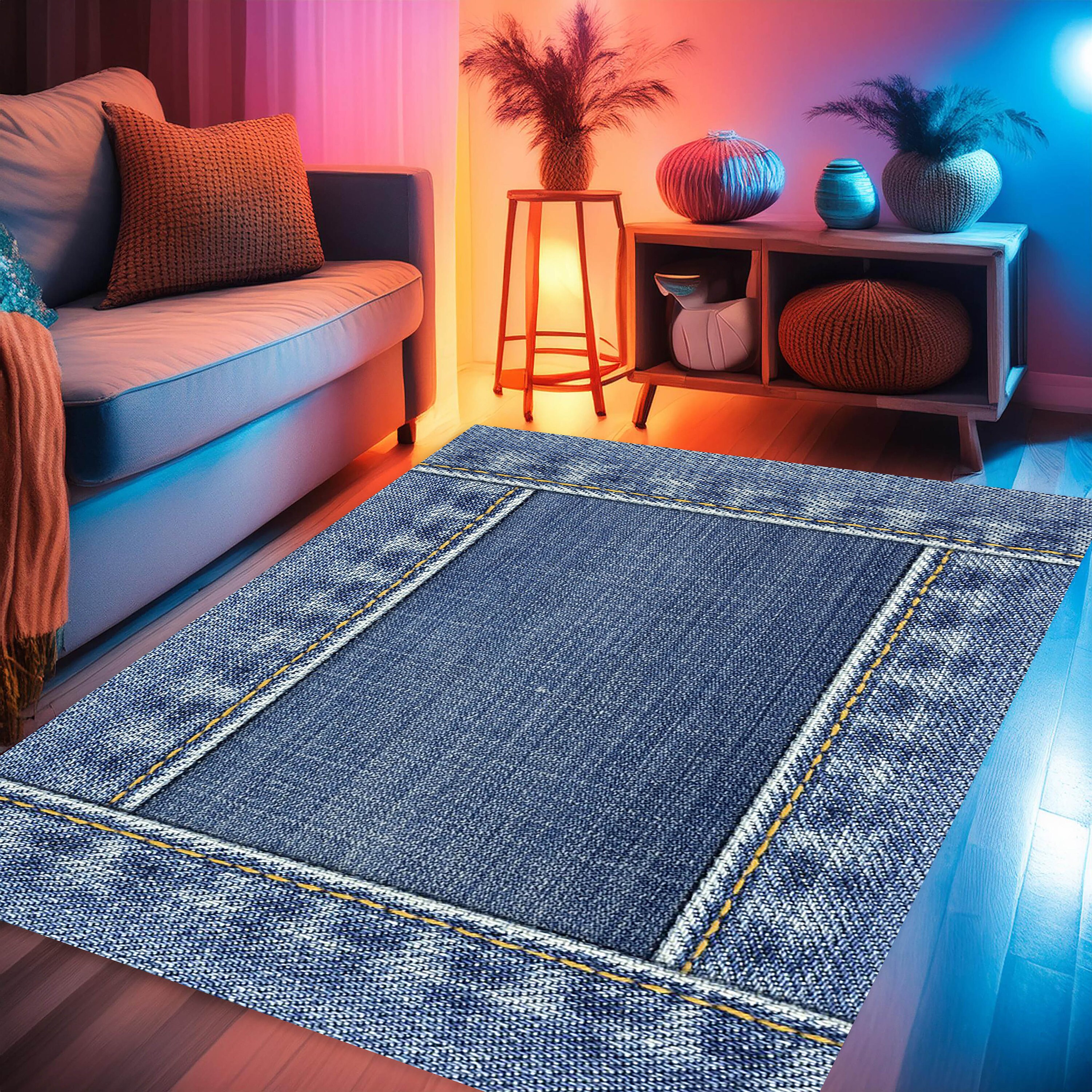 Jean Tag Rug Blue Jean Design Rug, Jean Lover Rug, Denim Rug, Jean Decor, Blue Rug ...