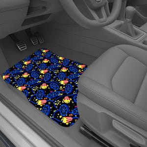 Arcade Popcorn Cinema Car Mat – Custom Printed Car Floor Mats – Retro Gamer & Movie Night Theme – Personalized Car Decor Gift