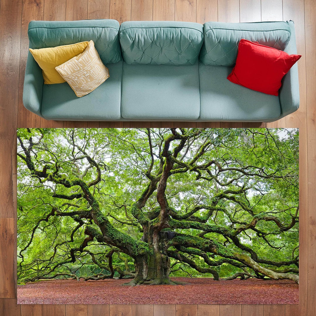 Angel Oak Rug for Farmhouse, Forest Theme Rug, Old Tree Photo Rug ...