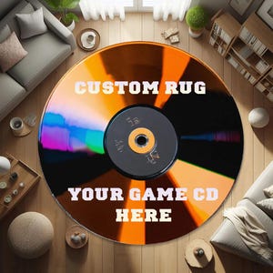 Custom Cd Rug, CD Rug, Game Disc Rug, Video Game Disc Rug, ps2 Rug, ps3 Rug DVD Rug, Personalized Rug, Gift Rug, Personalized Gifts for Him