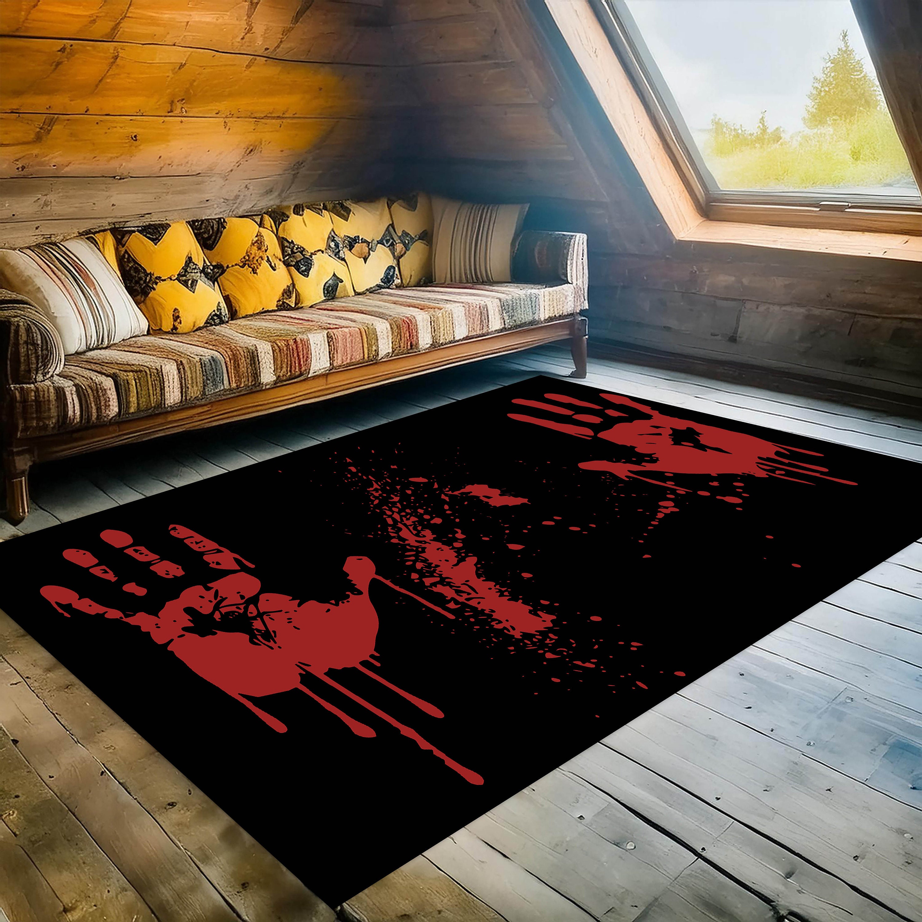 Halloween Duschvorhang-Set – Gruselige Badezimmer-Deko Mit Blutigen Händen & Geistern