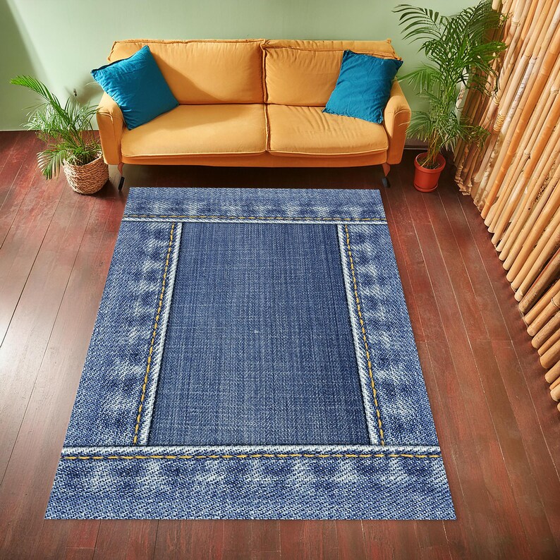 Jean Tag Rug Blue Jean Design Rug, Jean Lover Rug, Denim Rug, Jean Decor, Blue Rug ...