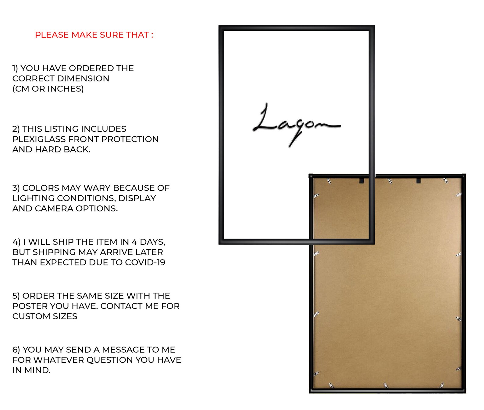 Metal Poster Frame with glass and board CUSTOM SIZES 35 Etsy