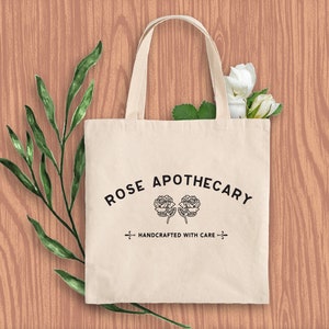 Rose Apothecary Canvas Tote Bag, Schitts Creek Authentic David Rose, Ew David, Rosebud, Market shopping weekend tote, Gift for her, Vineyard