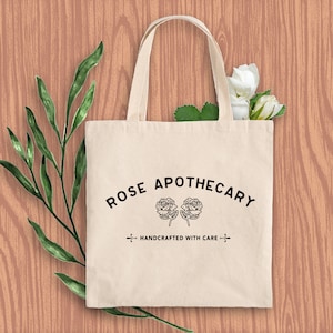 Rose Apothecary Canvas Tote Bag, Schitts Creek Authentic David Rose, Ew David, Rosebud, Market shopping weekend tote, Gift for her, Vineyard