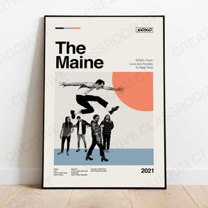 The Maine Band 8123 - Poster - XOXO Love Anxiety Album - Retro-modern Vintage Inspired Music Poster - Phoenix Arizona - Vinyl Record