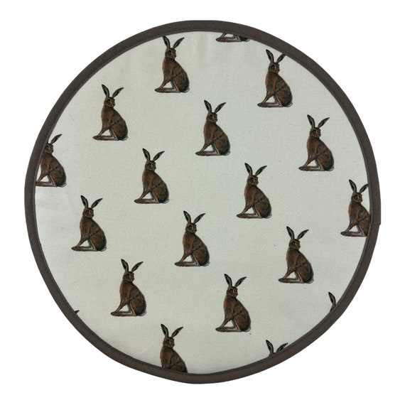 Aga Lid Cover Cooks Pad Hare Design Brown and Cream Handmade Etsy