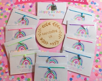 Personalised Rainbow Wish Bracelet: Party Favor Thank You Gift party bag filler kids favour celebrate party invite thanks girl boy