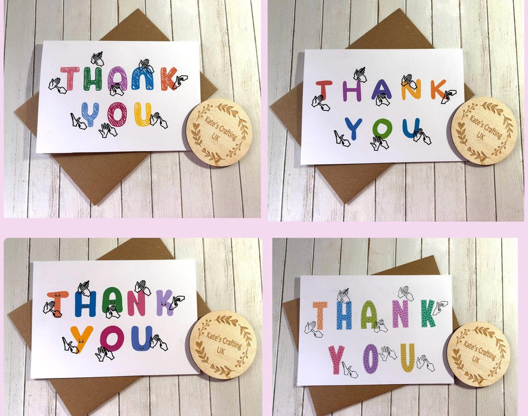 BSL Thank You Card: British Sign Language, Handmade Finger Spelling - Etsy