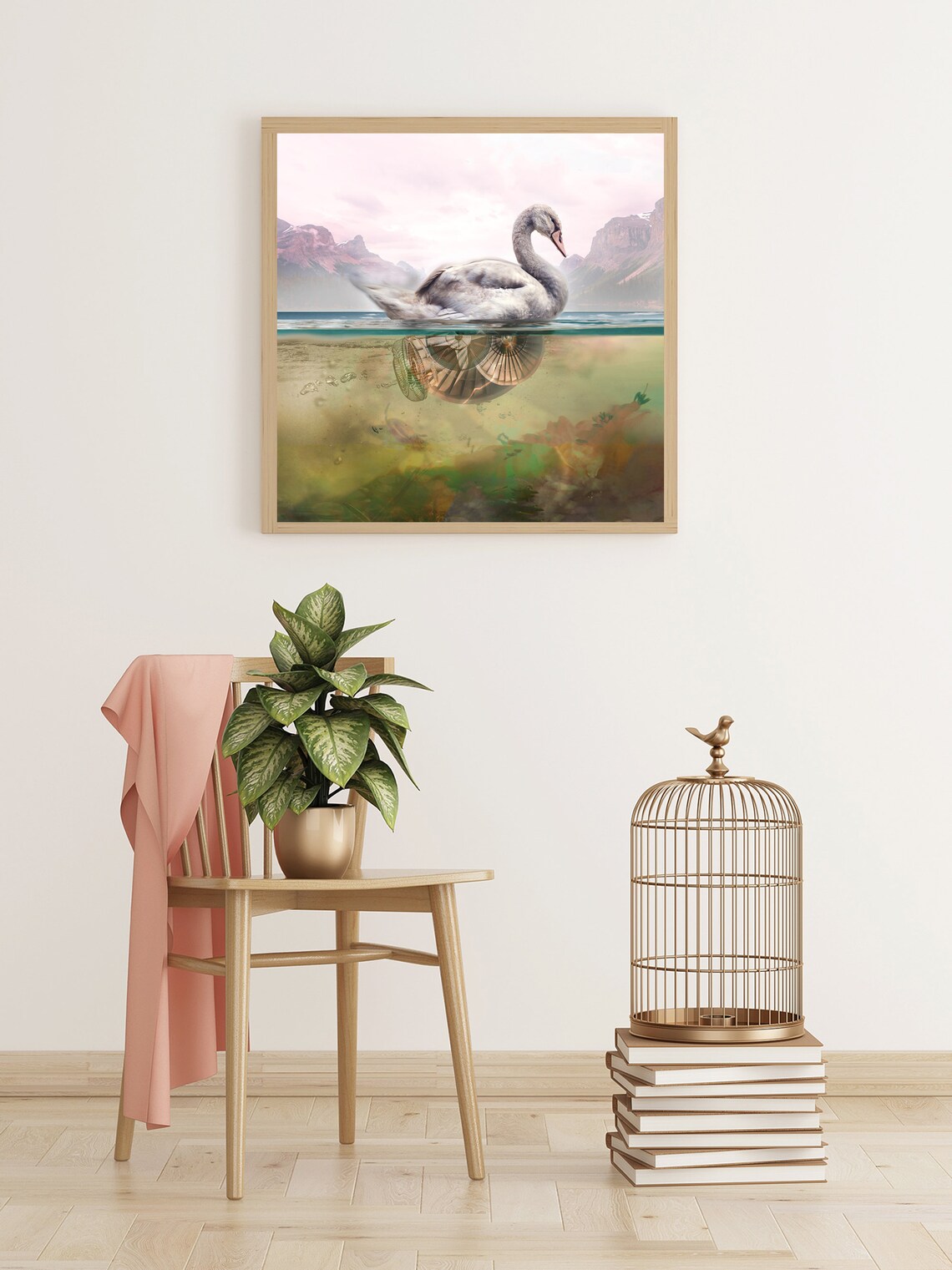 Art Print 20x 20 Unframed Square prints Swan Etsy