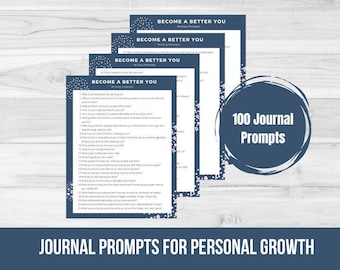 Prompts de diário, prompts de diário para impressão, prompts de escrita, 100 prompts de diário