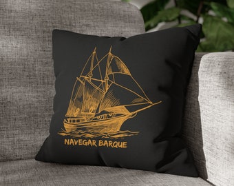 Sailing Ship Design Nautical Pillow Covers,Sailing Gifts For Sailors,Beach House Pillow,Sailboat Pillow (Pillow not included)