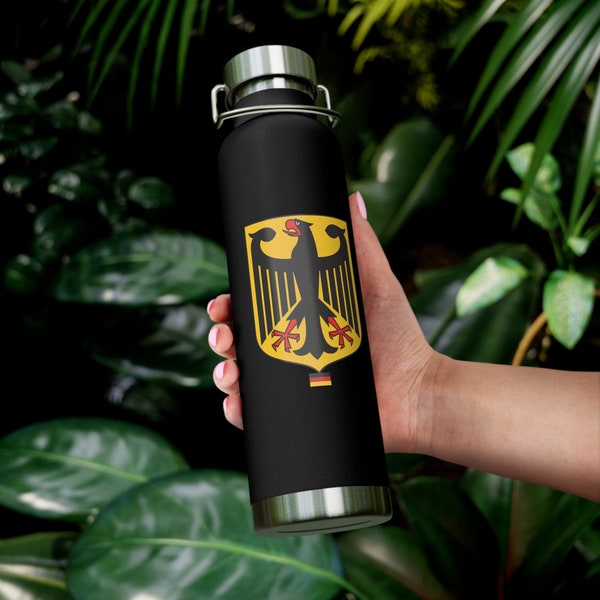 Germany Flag & Great Seal Patriotic Tumbler Vacuum Thermos Bottle,German Gifts,Insulated Water Bottle With Coat of Arms