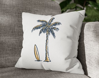 Palm Tree  Surfboard Decor Nautical Pillow Covers,Sailing Gifts For Sailors,Beach House Pillow (Pillow not included)