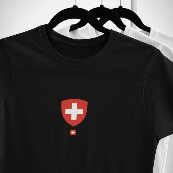 Swiss T Shirt,Schweiz-Swiss Flag Coat of Arms Shirt,World Flags Unisex Ultra Cotton Tee,Switzerland Gift