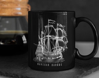 Sailing Boat Design Coffee Mug,Sailing Gifts Nautical Mug,Captain Gift Marine Mug,Boat Accessories Espresso Cups,Summer Mug