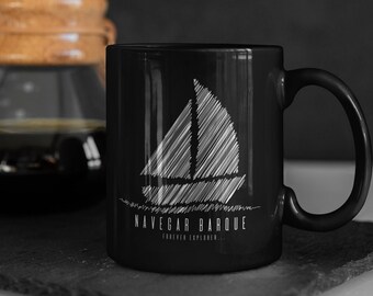 Sailing Boat Design Coffee Mug,Sailing Gifts Nautical Mug,Captain Gift Marine Mug,Boat Accessories Espresso Cups,Summer Mug